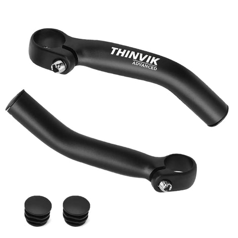 Mountain Bike Bar Ends In One Piece Aluminum Forged For Strength And Control, Fits 22.2mm Handlebar, Matte Black