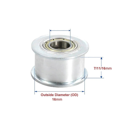 Badass Heavy Duty Timing Pulley Kit Featuring 16 Tooth HTD Idler Profile with sealed bearing and aluminum construction, 16mm diameter.