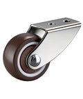 Single caster from 4 Pack Half Inch Rigid Rubber Caster Wheels For Furniture, No Fuss Heavy Duty Silent Fixed Casters, chrome bracket detail