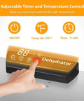 Heavy Hitter Commercial Food Dehydrator With 16 Stainless Steel Trays And 1500 Watts showing adjustable timer and temperature controls.