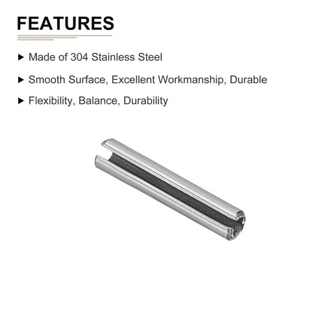 Slotted Roll Pin 2.5mm X 10mm 20 Pack 304 Stainless Steel Silver, features flexibility, balance, durability