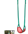 Classic Mesh Swing Seat For Swing Sets Kids 3 And Up Easy To Attach Backyard Playground Accessory with green straps and red seat