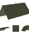 Ultralight 10X10Ft Waterproof Camping Tarp Shelter for hammock and tent campsites, durable silnylon design, multiple angles