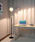 Mid Century Modern White Glass Ball Floor Lamp For Living Room Bedroom Office And Hotel, Tall 60 Inch Stand with G9 Base