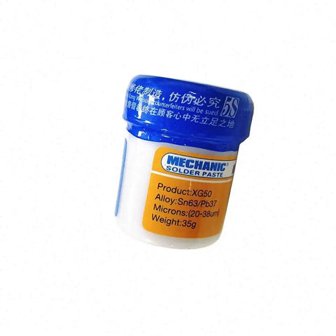 Pro Grade Mechanic Solder Paste XG-50 Sn63 Pb37 Flux for Mobile Phone PCB Repair, 35g bottle, particle size 25-48μm