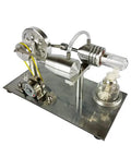 Mini Stirling Engine Science Toy For Hands On Learning Real Working Heat Engine With Cool Colorful LED Lights Generator And Educational Model For Physics Experiments STEM Gift Silver Finish