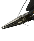Radio Pliers With Cross Knurling Shaft Black Gold Finish cutting wire, showcasing precision and grip.