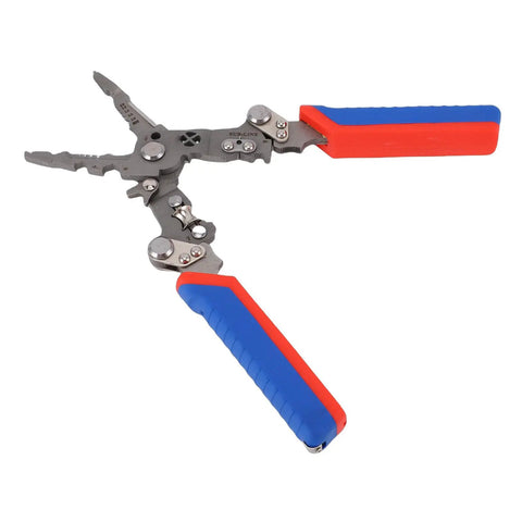 Yunseity 16 In 1 Folding Wire Stripper Pliers Crimper Tool Heavy Duty Electrical Voltage Tester Alarm For Electricians And Homeowners Multifunctional And Compact with ergonomic handles.
