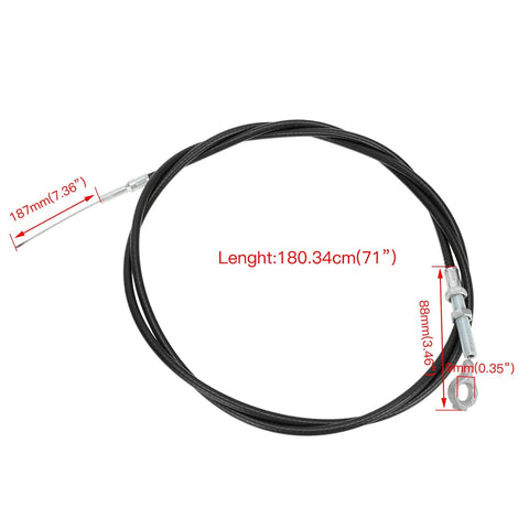 Go Kart Throttle Cable Kit 71 Inch Replacement for Predator 212cc GX160 GX200 shown with dimensions and durable cable