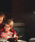 Mother and child reading under LED Desk Lamp With Large 7.4 Inch Panel Seamless Dimming Of Brightness And Color Temperature
