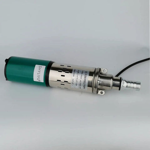 Solar Submersible Well Pump 24V DC 260W Deep Well 3 Inch Stainless Steel Screw Pump side view on white background
