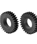 Hobbed Spline Shaft Worm Gear Set With Internal Spline Double Tooth For Radial Drill Motors, showing gears side by side