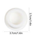 Top view of a 3.7cm white silicone bathtub stopper, part of the 4 Pcs Silicone Bathtub Stopper White Flat Cover Universal Drain Plug.