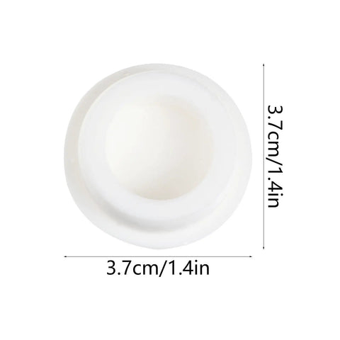 Top view of a 3.7cm white silicone bathtub stopper, part of the 4 Pcs Silicone Bathtub Stopper White Flat Cover Universal Drain Plug.
