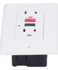 Heavy Hit Smart GFCI Outlet With Built Tough Safety Shutters And Slick 15 Amp 120 V Wall Socket visible front view, white installation.