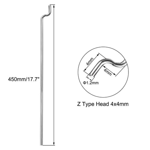 1.2mm By 450mm Steel Z Pull Push Rods Pack Of 10 For RC Planes Boats Cars And Helicopters DIY Models With Z Type Heads