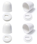 Four Pack Toilet Bolt Caps Set 1.44 Inch High Plastic Screw Covers With Extra Washers Easy Snap On Installation Sleek Bolt Concealers