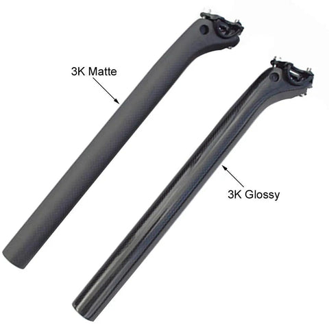 Lightweight Carbon Seat Post 27.2mm For Road And MTB Bikes Full Carbon Fiber With 3K Matte Finish and Glossy Finish, 400mm Length