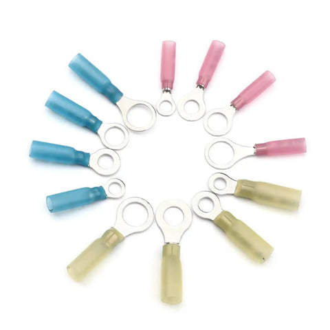 Huge 240Pc Heat Shrink Splice Terminal Kit With Crimp Ring And Spade Connectors In Red Blue Yellow Colors For 22-10AWG Wire Wiring Projects, ring terminals