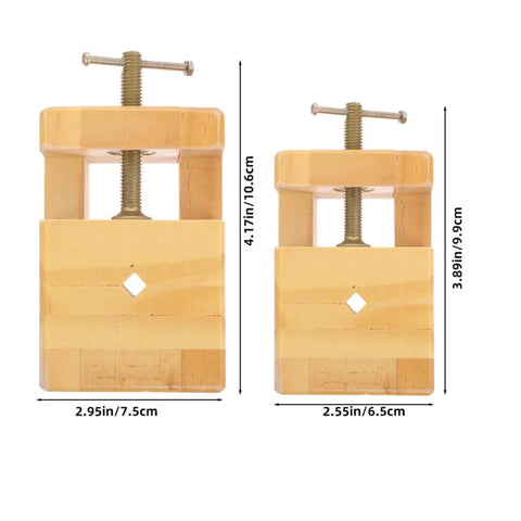 Sturdy Wooden Carving Clamp And Mini Bench Vise For Stone Seal Engraving, 2 sizes shown, durable wood construction.