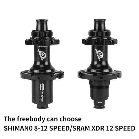Thru axle hubs for Ultra Light Carbon Road Disc Wheelset With Tubeless Setup And Carbon Spokes, SRAM XDR 12 Speed Ready.
