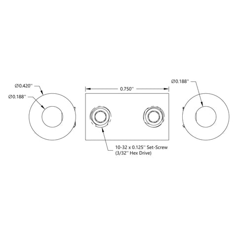3/16 To 3/16 Inch Solid Bore Set Screw Shaft Coupler Crafted From Rugged 303 Stainless Steel For Dead Tight Motor Connections And Rock Solid Machinery Performance With Hella Durable Build detailed dimensions and features