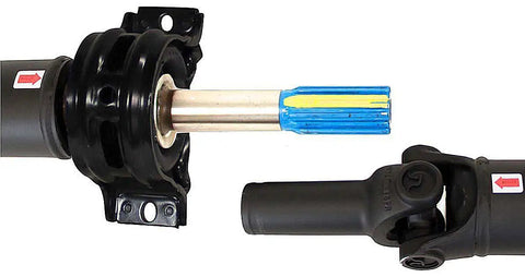 Ford Rear Driveshaft Assembly 986767 Premium DOM Steel Tubing Ready To Install Pre Balanced Replacement For Select Ford Models Made In USA Easy Install For Quick Fit visible rear driveshaft yoke and U-joint