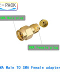 Gold Plated SMA Male To SMA Female RF Adapter 0-6GHz 50 Ohm Impedance Pro Grade Coax Connector 2 Pack close-up