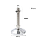 Heavy Duty Swivel Leveling Feet M12 Set Of 4 Adjustable Furniture Glides Metal build 100mm height with stable base.