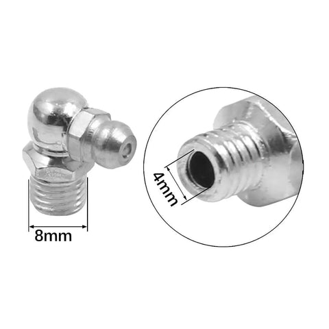 M8 Zinc Plated Grease Nipples Kit With Straight 45 Degree And 90 Degree Angles 15 Pieces For Car Use close-up detail.