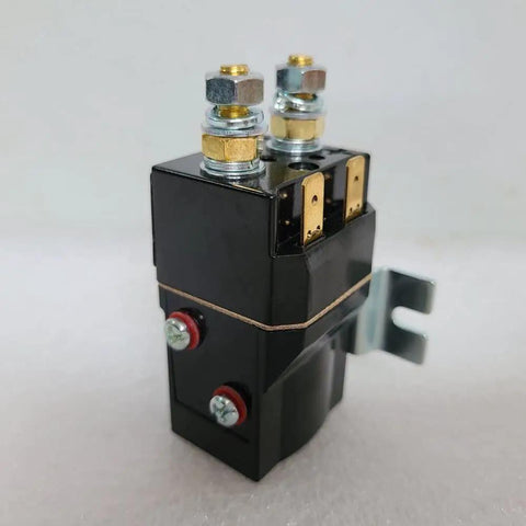 Jwdaun Dc Solenoid Relay Contactor Sw60 for Electric Vehicles and Golf Carts showing M6 stud terminals and metal bracket.