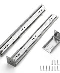 22 Inch Heavy Duty Soft Close Drawer Slides Set with 10 Pairs Side Mount Ball Bearing Rails Brushed Nickel Finish Includes Mounting Brackets