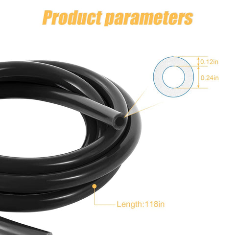 Coiled Heavy Duty Workhorse Flexible Silicone Vacuum Hose 10 Feet Long One Quarter Inch Inner Diameter 6mm High Temp 130 PSI Max Pressure