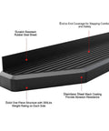 Close-up of Heavy Duty Running Board Side Steps Kit Ford F250 F350 F450 Super Duty 1999-2016 with labeled features and benefits.