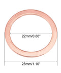 Knockout Copper Flat Washers 10 Pack 22Mm X 28Mm X 1.5Mm showing dimensions for heavy duty hardware use.