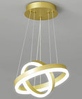Modern LED Two Ring Gold Chandelier For Staircase Foyer And Living Room Contemporary Ceiling Pendant Light Fixture With High Ceiling 6000K Cool White Glow Luxe Gold Finish For A Lit Home Decor Upgrade