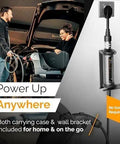 Hecka Quick Forty Amp Level 2 Portable EV Charger with durable 25 ft cord, plugs into home outlet and includes carrying case.