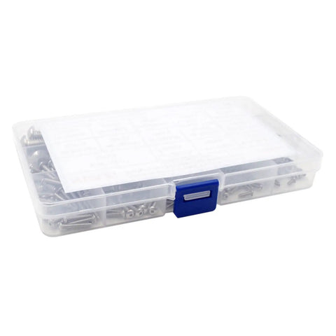 Top Shelf 304 Stainless Steel Button Head Hex Socket Cap Screws Assortment Kit With Two Hundred Thirty Five Pieces And Fourteen Sae Inch Threads For Garage Fixes With No Sweat, organized storage box.