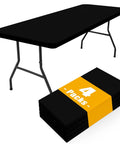 4 Pack Rectangle Picnic Table Cloths With Elastic Fitted Edges For A No Slip Waterproof And Spillproof Setup Washable Polyester Table Covers For Indoor Or Outdoor Use 30x72 Inches Black