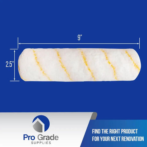 No-Shed Microfiber Paint Roller Covers Half Inch Nap, 9 Inch Length, 5 Pack For Smooth Walls And Drywall, Ultra Durable