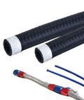Pro 6AN To 3/8 Inch Fuel Line Hose Kit With Nylon Braided Steel Construction For Universal Car Install And Custom Builds Plus Extra Long 20 Foot Fuel Tubing Length, black braided hose ends