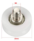 Bearing Roller With Threaded Rod Kit For Sliding Doors 22x8mm Nylon Wheel M6 Thread U Groove Track Guide White Pack Of 4 Quiet Smooth Sliding DIY Accessory, 22mm M6