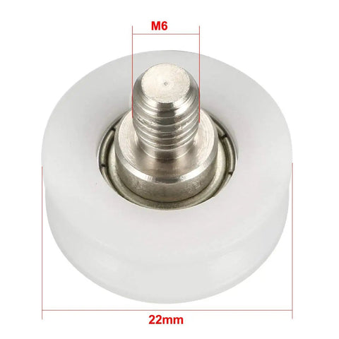 Bearing Roller With Threaded Rod Kit For Sliding Doors 22x8mm Nylon Wheel M6 Thread U Groove Track Guide White Pack Of 4 Quiet Smooth Sliding DIY Accessory, 22mm M6