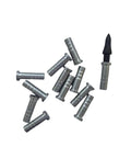 12 Pack Aluminum Arrow Inserts 6.0mm For Carbon Arrows With 8-32 Screw Field Points And Broadheads, top view display