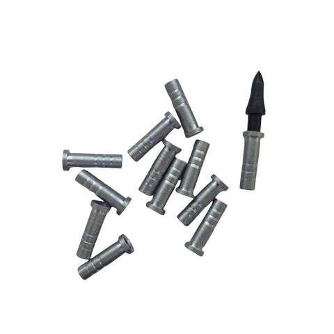 12 Pack Aluminum Arrow Inserts 6.0mm For Carbon Arrows With 8-32 Screw Field Points And Broadheads, top view display