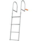 Removable Four Step Dock Ladder With Aluminum Alloy Pontoon Boat Access, 500 Lbs Capacity, 3.1 Inch Wide Nonslip Steps With Mat, Easy Install For Boat Lake Pool And Marine Boarding, side view