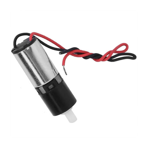 Garosa 6mm geared motor, metal DC micro gear motor with red/black wires and white shaft, two-stage reduction.