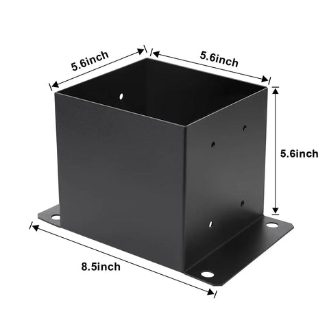 Heavy Duty 6x6 Post Base Brackets Four Pack for Decks and Pavilion Railings Built To Last 14 Gauge Steel With Black Powder Coat