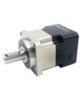 Solid Aluminum Planetary Gear Box Pumping Out Badass Torque For Twenty Two Mm Input Servo Motor Reducer side view showing shaft and housing