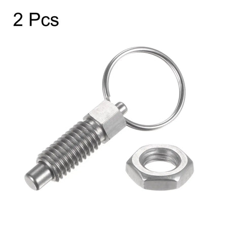 Two Pack Built Tough Stainless Steel Spring Plungers With Pull Ring M8X1.25 Thread, smooth action and nut included.